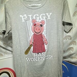 Gray Piggy Graphic Kids T-Shirt